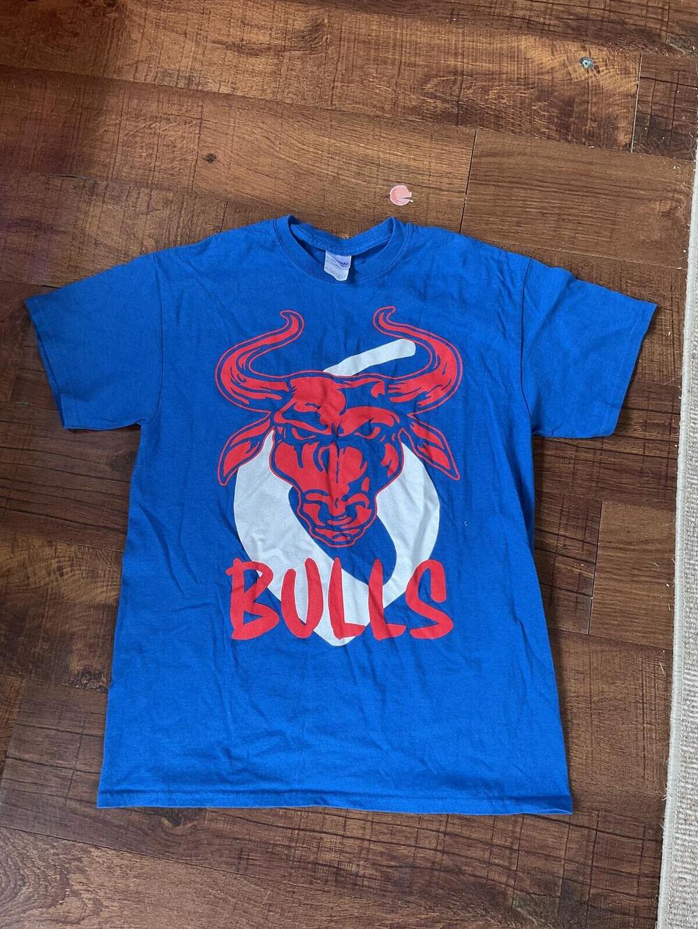 Retro Birmingham Bulls WHA Hockey Graphic Tee Blue Men's Size Medium Rare